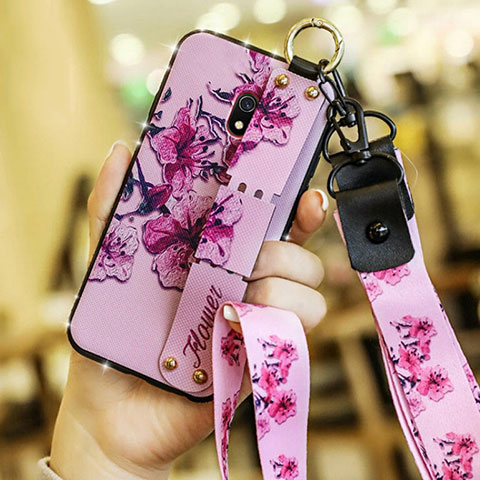 Coque Silicone Fleurs Souple Couleur Unie Etui Housse pour Xiaomi Redmi 8A Violet