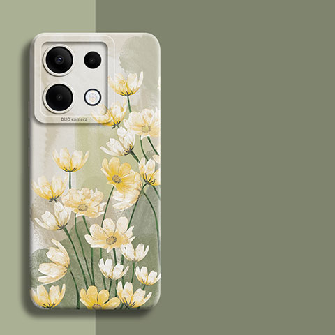 Coque Silicone Fleurs Souple Couleur Unie Etui Housse pour Xiaomi Redmi Note 13 Pro 5G Vert