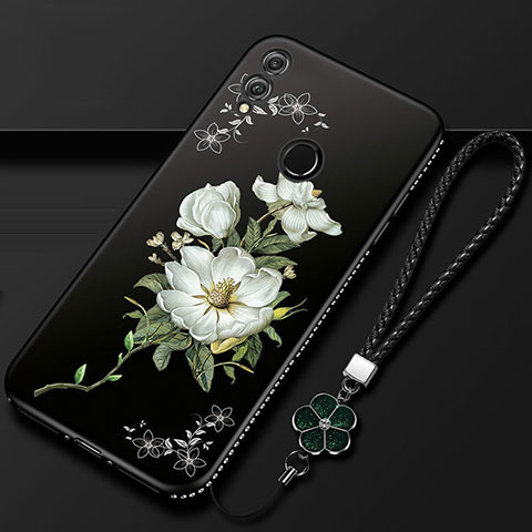 Coque Silicone Fleurs Souple Couleur Unie Etui Housse S01 pour Huawei Honor 10 Lite Noir