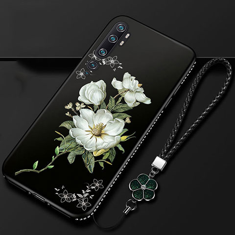 Coque Silicone Fleurs Souple Couleur Unie Etui Housse S01 pour Xiaomi Mi Note 10 Blanc