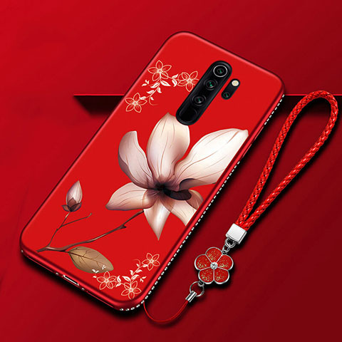 Coque Silicone Fleurs Souple Couleur Unie Etui Housse S01 pour Xiaomi Redmi Note 8 Pro Vin Rouge