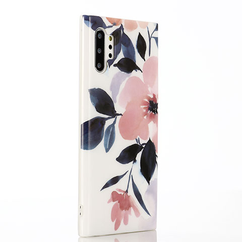 Coque Silicone Fleurs Souple Couleur Unie Etui Housse S03 pour Samsung Galaxy Note 10 Plus 5G Rose