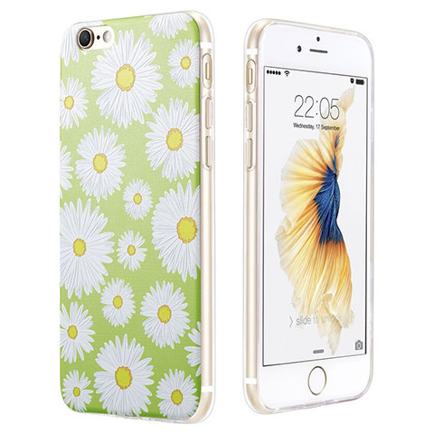 Coque Silicone Fleurs Souple Couleur Unie pour Apple iPhone 6 Vert