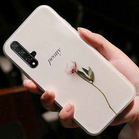 Coque Silicone Fleurs Souple Couleur Unie pour Huawei Honor 20 Rose