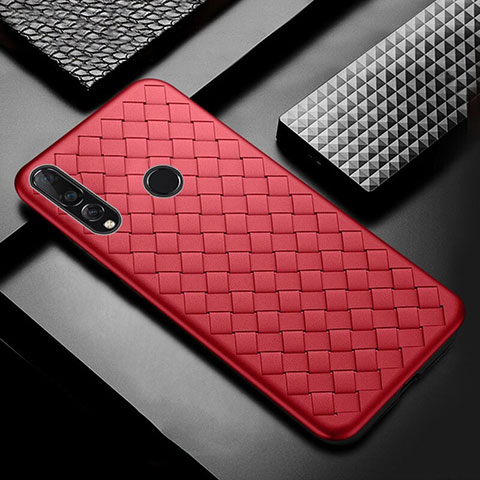 Coque Silicone Gel Motif Cuir Housse Etui A01 pour Huawei Enjoy 9s Rouge