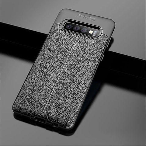 Coque Silicone Gel Motif Cuir Housse Etui A02 pour Samsung Galaxy S10 5G Noir