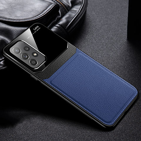 Coque Silicone Gel Motif Cuir Housse Etui avec Magnetique FL1 pour Samsung Galaxy A23 5G Bleu