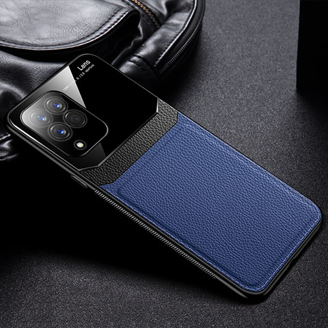 Coque Silicone Gel Motif Cuir Housse Etui avec Magnetique FL1 pour Samsung Galaxy M33 5G Bleu