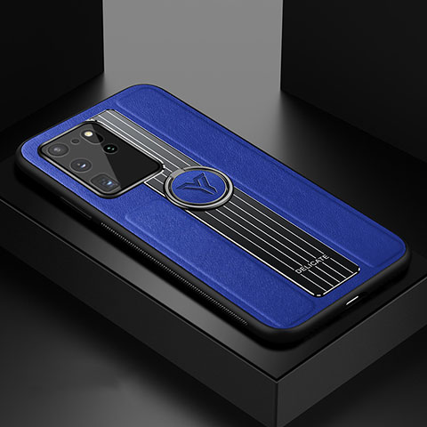 Coque Silicone Gel Motif Cuir Housse Etui avec Magnetique FL1 pour Samsung Galaxy S20 Ultra 5G Bleu