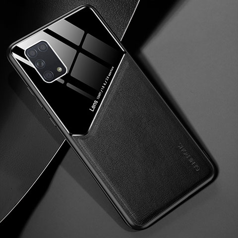 Coque Silicone Gel Motif Cuir Housse Etui avec Magnetique pour Samsung Galaxy A31 Noir
