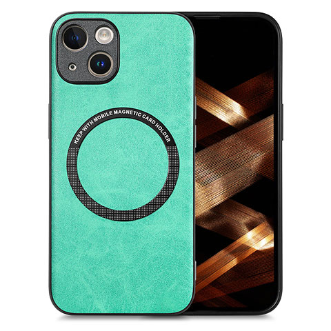 Coque Silicone Gel Motif Cuir Housse Etui avec Magnetique S02D pour Apple iPhone 14 Plus Vert