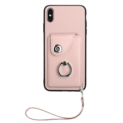 Coque Silicone Gel Motif Cuir Housse Etui BF1 pour Apple iPhone Xs Or Rose