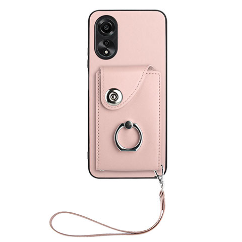 Coque Silicone Gel Motif Cuir Housse Etui BF1 pour Oppo A17 Or Rose