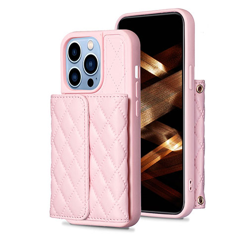 Coque Silicone Gel Motif Cuir Housse Etui BF3 pour Apple iPhone 14 Pro Or Rose
