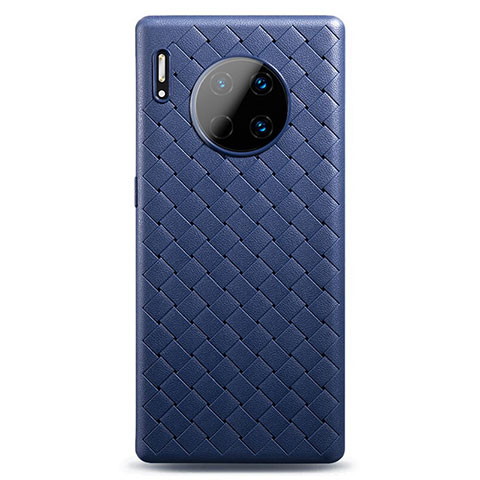 Coque Silicone Gel Motif Cuir Housse Etui D01 pour Huawei Mate 30 Pro Bleu
