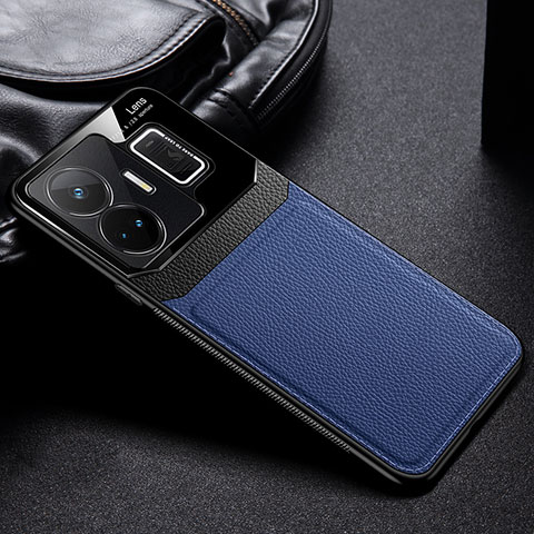 Coque Silicone Gel Motif Cuir Housse Etui FL1 pour Realme GT Neo5 5G Bleu
