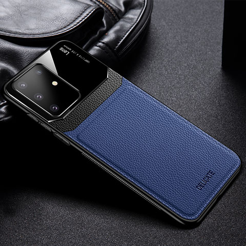 Coque Silicone Gel Motif Cuir Housse Etui FL1 pour Samsung Galaxy A81 Bleu