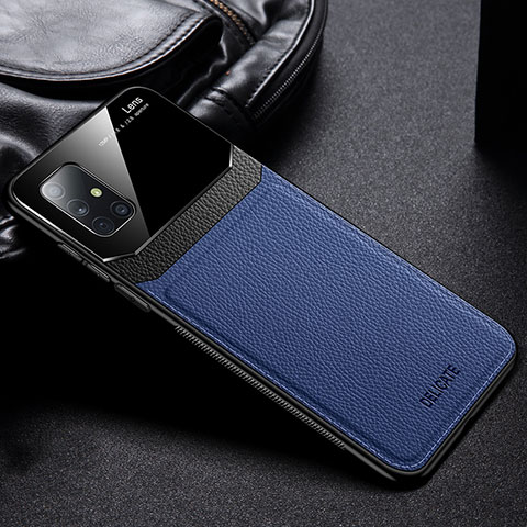 Coque Silicone Gel Motif Cuir Housse Etui FL1 pour Samsung Galaxy M40S Bleu