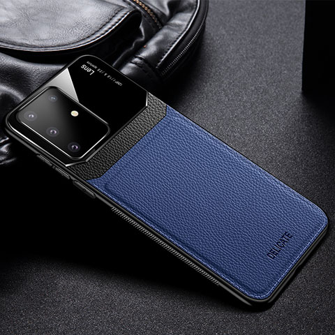 Coque Silicone Gel Motif Cuir Housse Etui FL1 pour Samsung Galaxy M80S Bleu