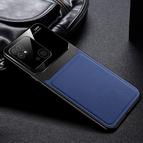 Coque Silicone Gel Motif Cuir Housse Etui FL1 pour Xiaomi Redmi 10 Power Bleu
