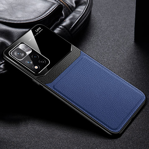 Coque Silicone Gel Motif Cuir Housse Etui FL1 pour Xiaomi Redmi Note 11 Pro+ Plus 5G Bleu