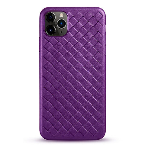 Coque Silicone Gel Motif Cuir Housse Etui G01 pour Apple iPhone 11 Pro Violet