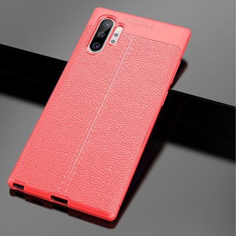 Coque Silicone Gel Motif Cuir Housse Etui G01 pour Samsung Galaxy Note 10 Plus Rouge
