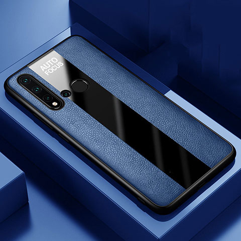 Coque Silicone Gel Motif Cuir Housse Etui H01 pour Huawei Nova 5i Bleu