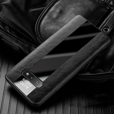 Coque Silicone Gel Motif Cuir Housse Etui H01 pour Samsung Galaxy S10e Noir