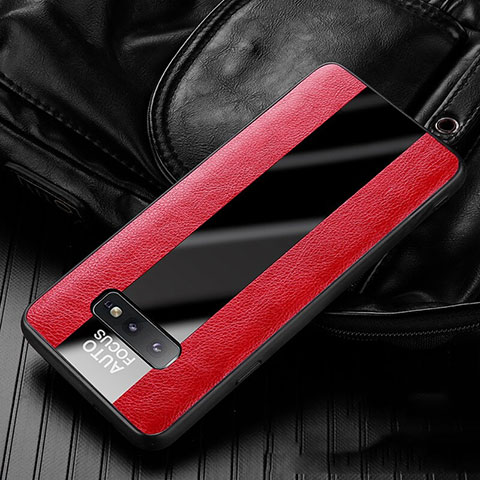 Coque Silicone Gel Motif Cuir Housse Etui H01 pour Samsung Galaxy S10e Rouge