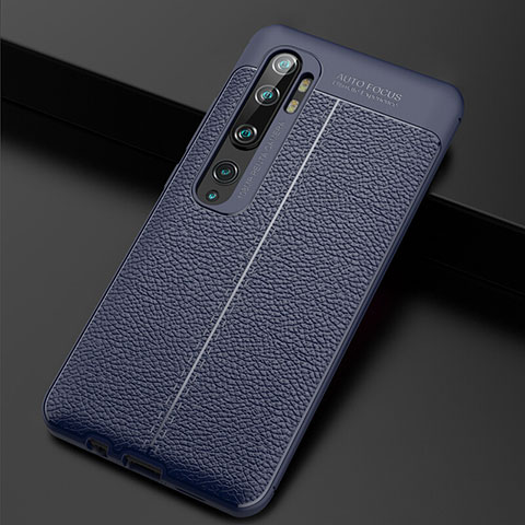 Coque Silicone Gel Motif Cuir Housse Etui H01 pour Xiaomi Mi Note 10 Bleu