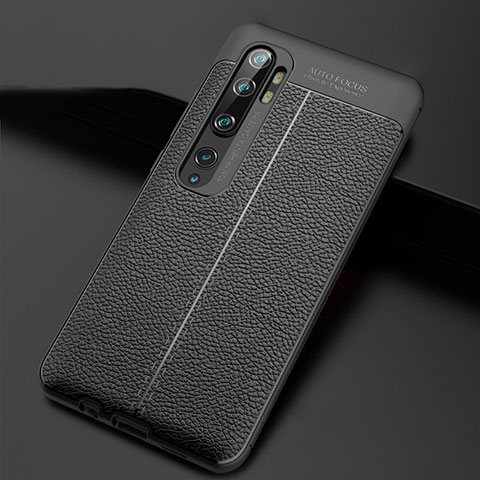 Coque Silicone Gel Motif Cuir Housse Etui H01 pour Xiaomi Mi Note 10 Noir