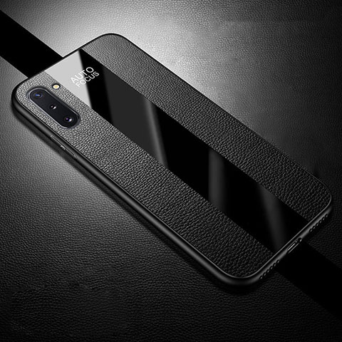 Coque Silicone Gel Motif Cuir Housse Etui H02 pour Samsung Galaxy Note 10 5G Noir