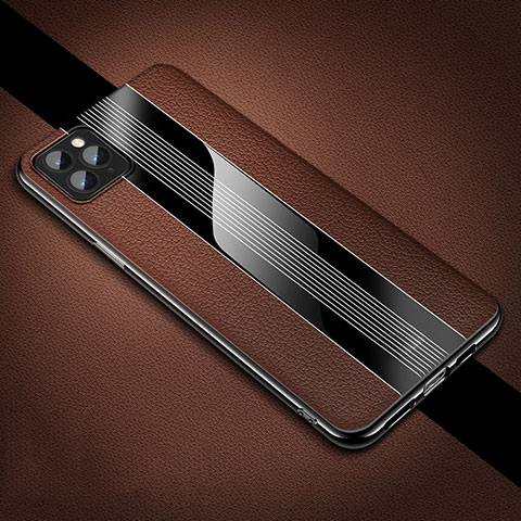 Coque Silicone Gel Motif Cuir Housse Etui H05 pour Apple iPhone 11 Pro Max Marron