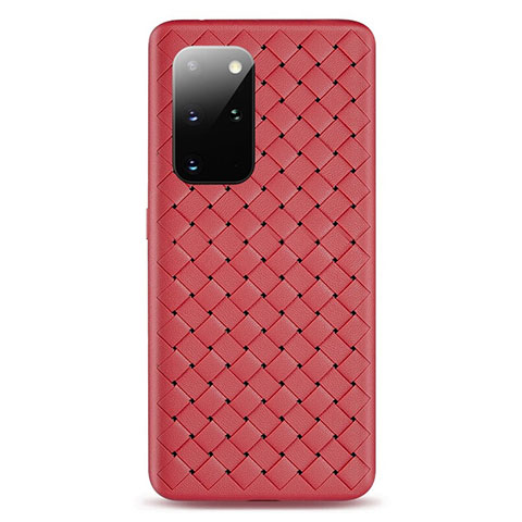 Coque Silicone Gel Motif Cuir Housse Etui H05 pour Samsung Galaxy S20 Plus Rouge