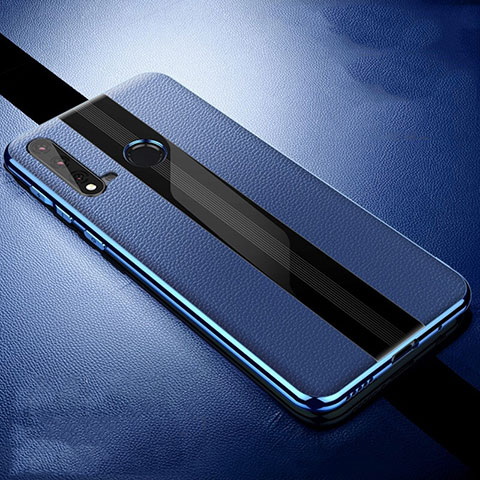 Coque Silicone Gel Motif Cuir Housse Etui H06 pour Huawei Nova 5i Bleu