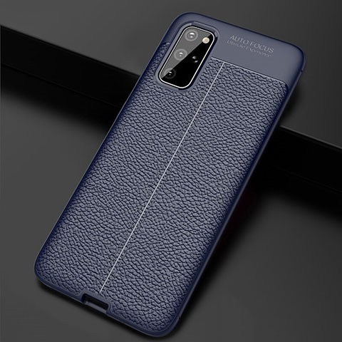 Coque Silicone Gel Motif Cuir Housse Etui H06 pour Samsung Galaxy S20 Plus Bleu