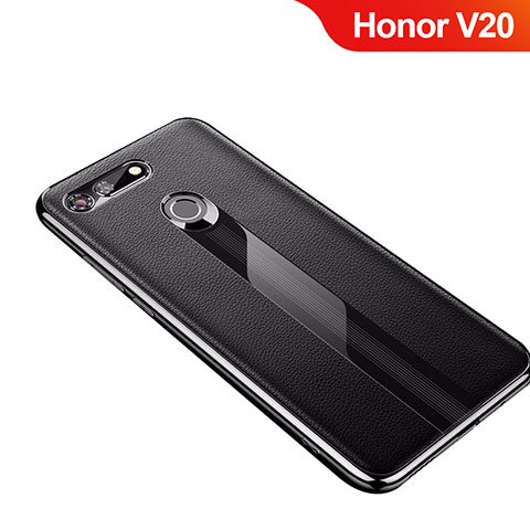 Coque Silicone Gel Motif Cuir Housse Etui M01 pour Huawei Honor V20 Noir