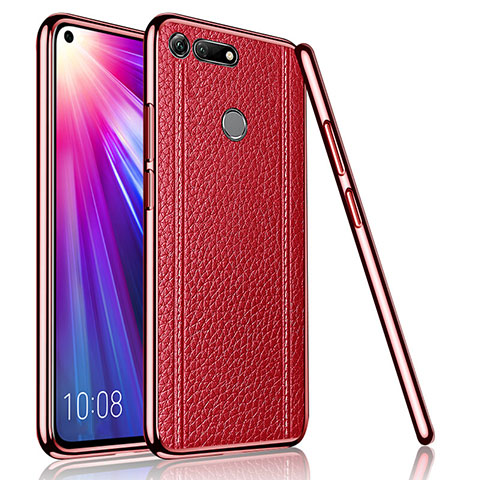 Coque Silicone Gel Motif Cuir Housse Etui M02 pour Huawei Honor View 20 Rouge
