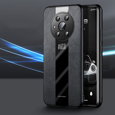 Coque Silicone Gel Motif Cuir Housse Etui PB1 pour Huawei Honor Magic3 5G Noir