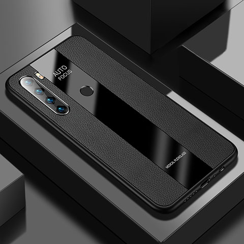 Coque Silicone Gel Motif Cuir Housse Etui PB1 pour Xiaomi Redmi Note 8 (2021) Noir