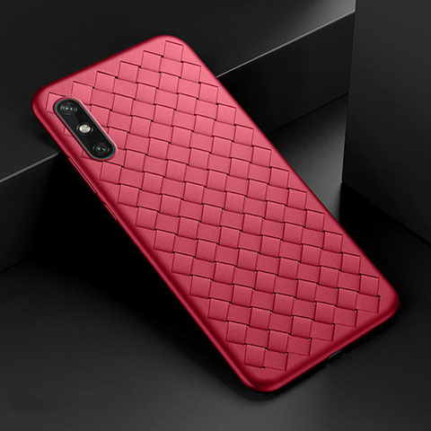 Coque Silicone Gel Motif Cuir Housse Etui pour Huawei Enjoy 10e Rouge