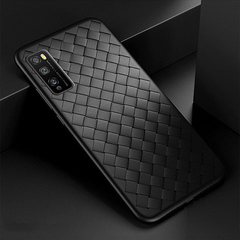 Coque Silicone Gel Motif Cuir Housse Etui pour Huawei Enjoy 20 Pro 5G Noir