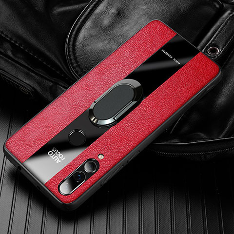 Coque Silicone Gel Motif Cuir Housse Etui pour Huawei Honor 20 Lite Rouge