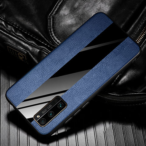 Coque Silicone Gel Motif Cuir Housse Etui pour Huawei Honor 30 Pro+ Plus Bleu