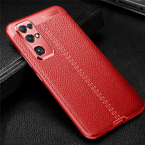 Coque Silicone Gel Motif Cuir Housse Etui pour Huawei Honor 30 Rouge