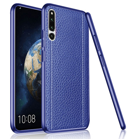 Coque Silicone Gel Motif Cuir Housse Etui pour Huawei Honor Magic 2 Bleu