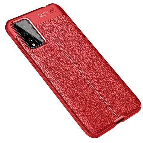 Coque Silicone Gel Motif Cuir Housse Etui pour Huawei Honor Play4T Pro Rouge