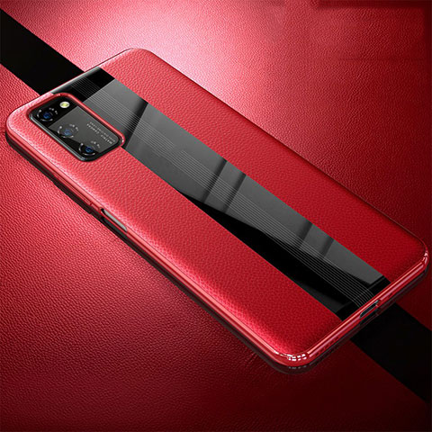 Coque Silicone Gel Motif Cuir Housse Etui pour Huawei Honor V30 Pro 5G Rouge