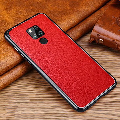 Coque Silicone Gel Motif Cuir Housse Etui pour Huawei Mate 20 X Rouge